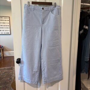 J. Crew Navy and Light Blue Striped Wide Leg Pants